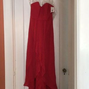 Strapless formal red gown